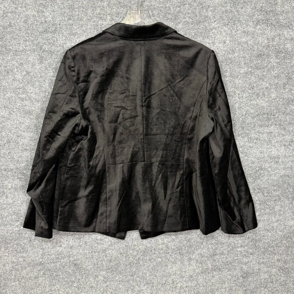 Chicos Blazer 3 Womens 16 Black Velvet Velour‎ Double Breasted Gold Button NWT
